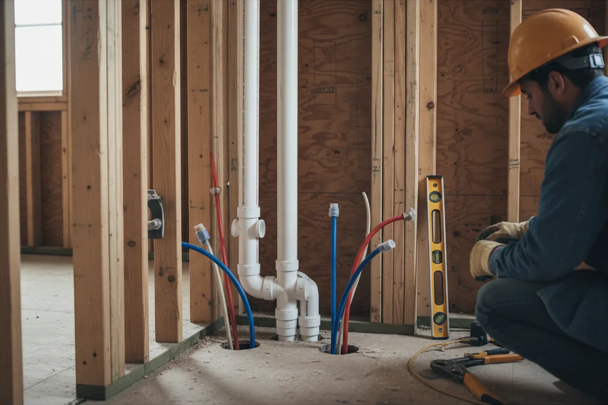 Drain and supply rough-in during Toilet Repair and Installation in Quantico