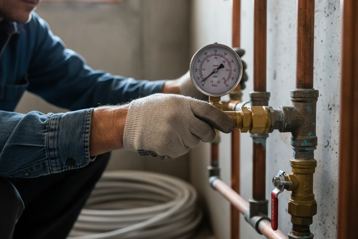 Pressure testing a repaired line during Water Line Repair in Quantico